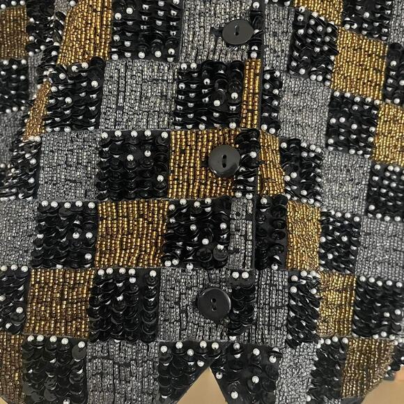 Vintage 80s Beaded Checkerboard Vest - Picture 2 of 7